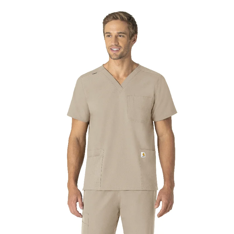 Price Break Carhartt Force Essentials Unisex V-Neck 6-Pocket Scrub Top - Khaki