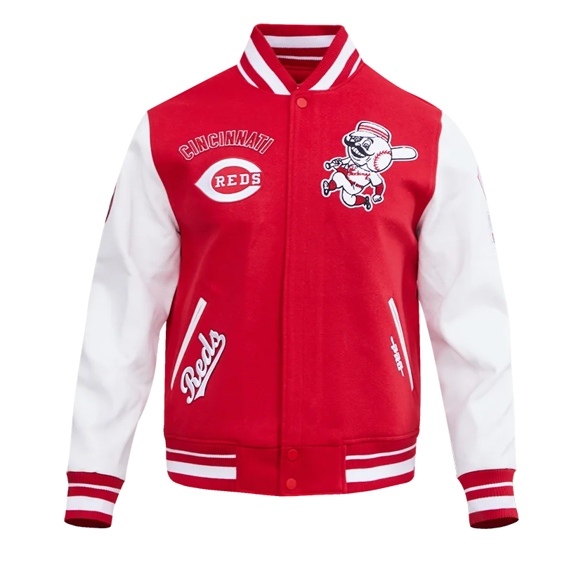 Hurry Up MLB CINCINNATI REDS RETRO CLASSIC MEN'S RIB WOOL VARSITY JACKET (RED / WHITE)