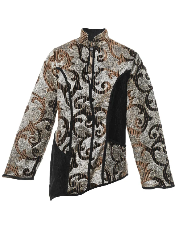 Super Deal Button Front Tapestry Jacket - L
