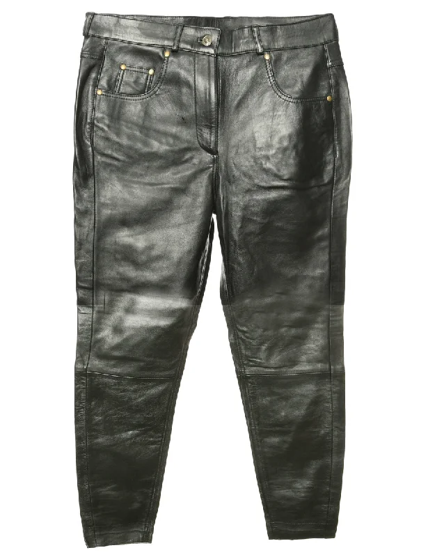 Weekend Specials to Love Black Leather Trousers - W34 L28