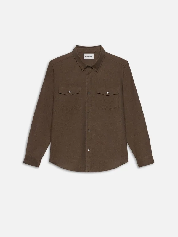 Early Bird Discount Double Pocket Wool Blend Overshirt - Soft Mocha
