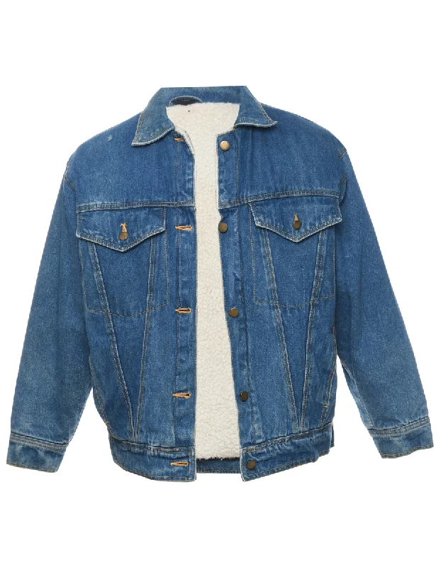 Reduced Prices Button Front Shearling Denim Jacket - L