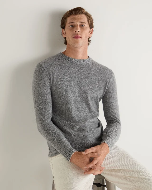 New Arrival Men's Shoreditch Round Neck Cashmere Sweater Flannel Grey