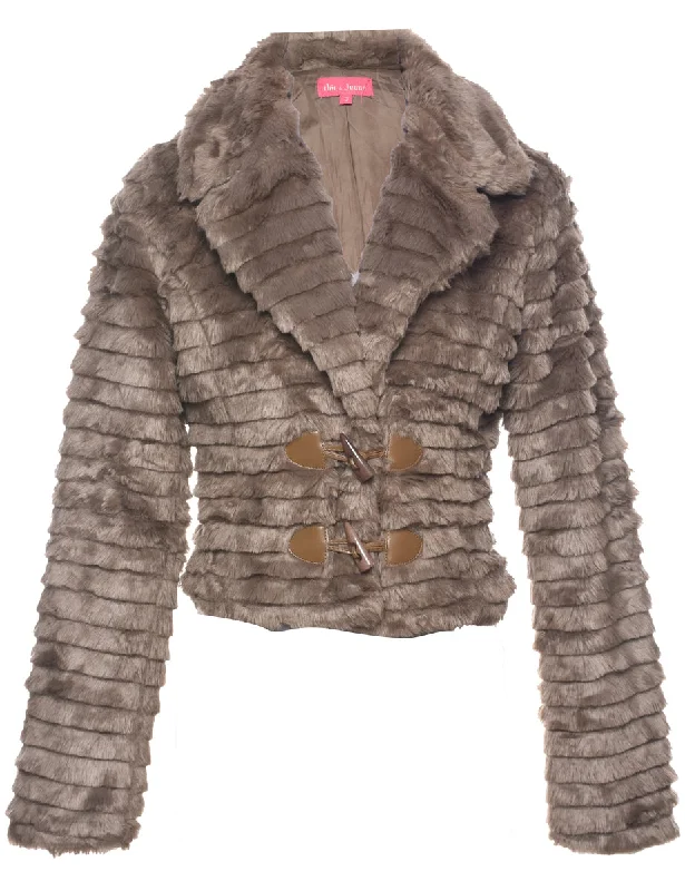 Limited Availability Brown Faux Fur Coat - S
