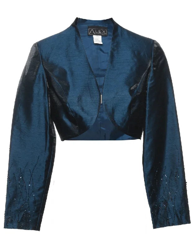 Big Discounts Bolero Navy Metallic Evening Jacket - M
