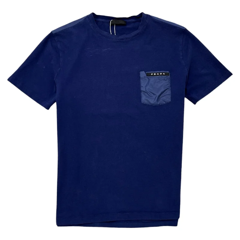 Discount Mania Men's Nylon Pocket T-Shirt Blue Size M