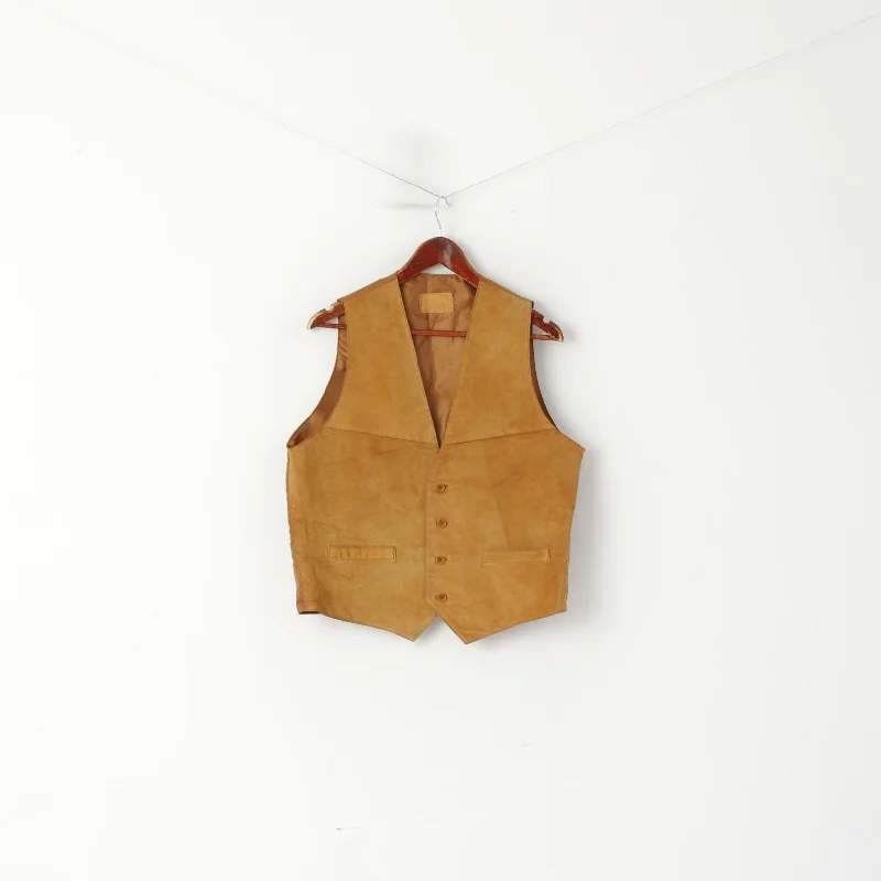 New Deal American Company Men 48 M Vest Camel Classic Leather Suede Western Waistcoat