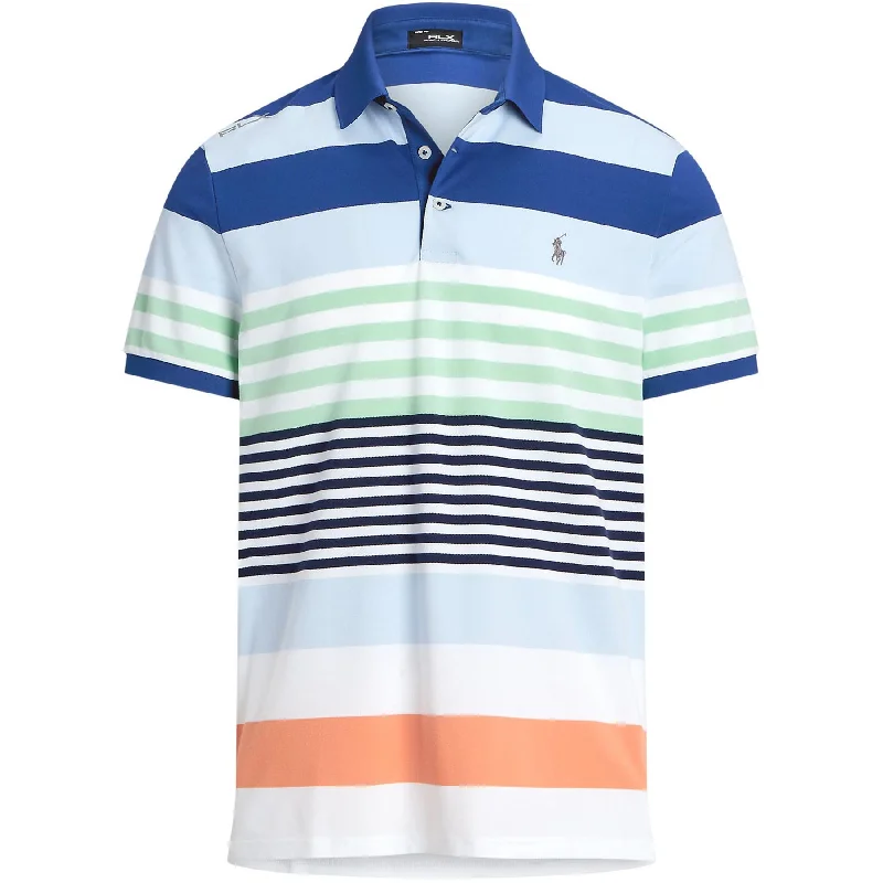 Lowest Prices RLX Tailored Fit Cotton Knit Stripe Polo Oxford Blue Multi - SS24