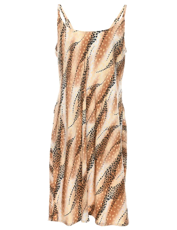 Black & Brown Abstract Pattern Strappy Dress - M