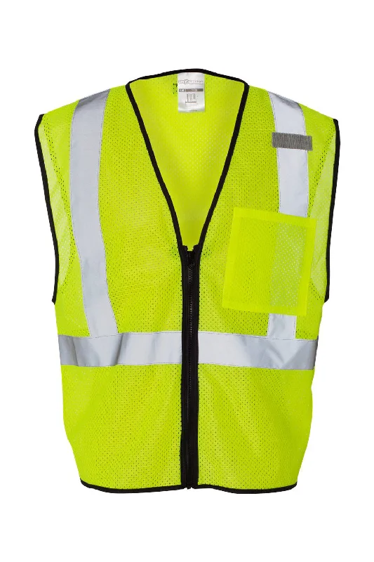 Early Access Kishigo Mens Single Pocket Zipper Mesh Class 2 Vest - Lime Green