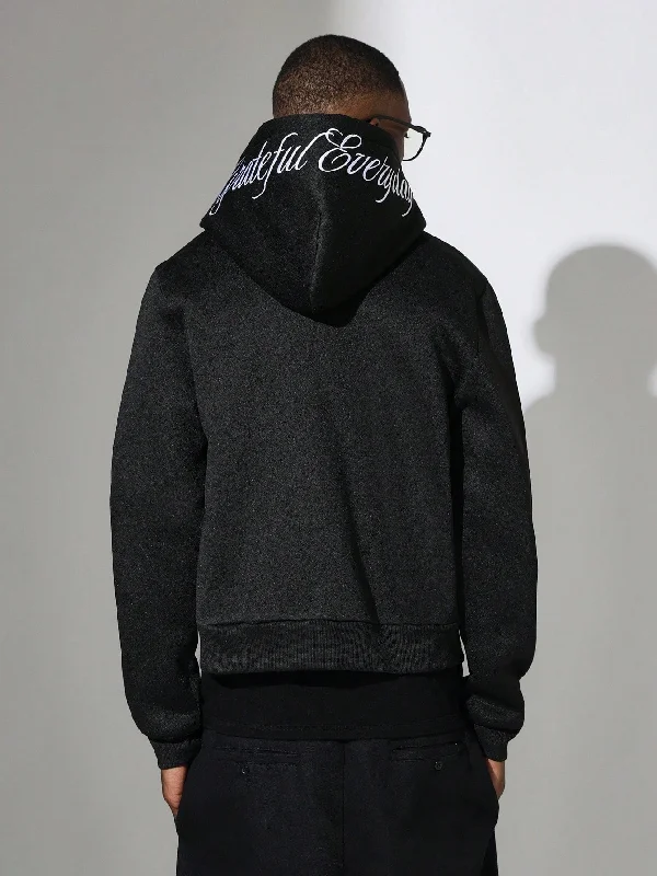 Sale Event Crop Fit Zip-Up Hoodie With Embroidery On Hood