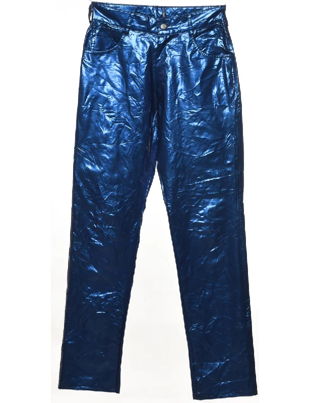 Weekend Deals That Amaze Blue Metallic Shiny Trousers - W28 L32
