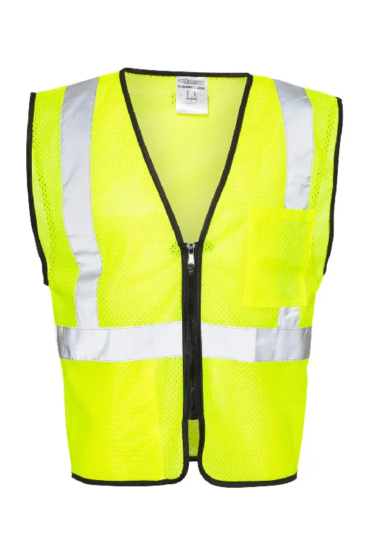 Quick Deals Kishigo Mens Double Pocket Zippered Economy Class 2  Vest - Lime Green