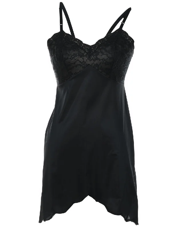 Black Lace Slip Dress - S