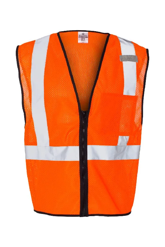 Closeout Deal Kishigo Mens Single Pocket Zipper Mesh Class 2 Vest - Orange
