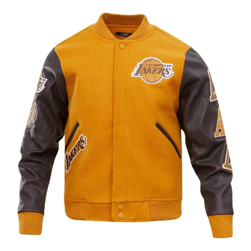 Steals and Deals NBA LOS ANGELES LAKERS CLASSIC WOOL MEN'S VARSITY JACKET (BROWN)
