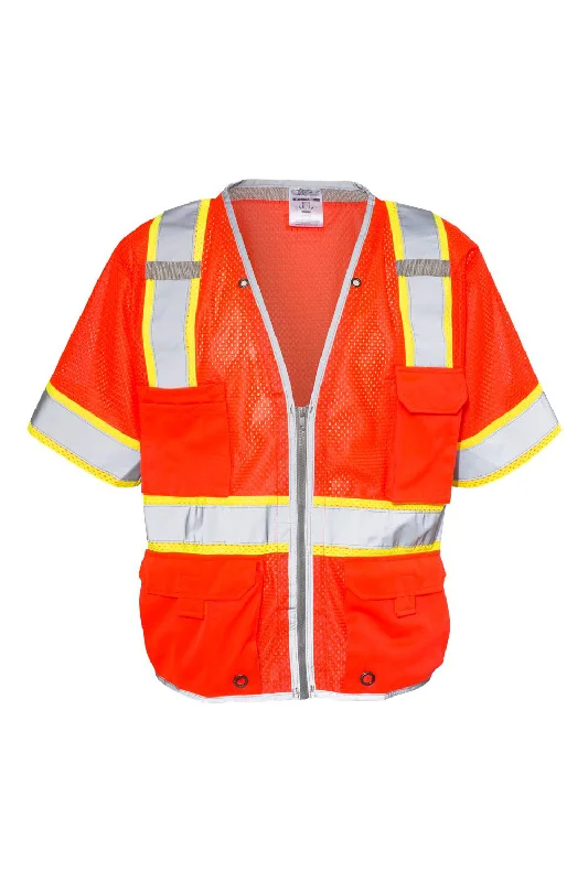 Early Bird Kishigo Mens Premium Brilliant Series Heavy Duty Class 3 Vest - Fluorescent Red - Closeout