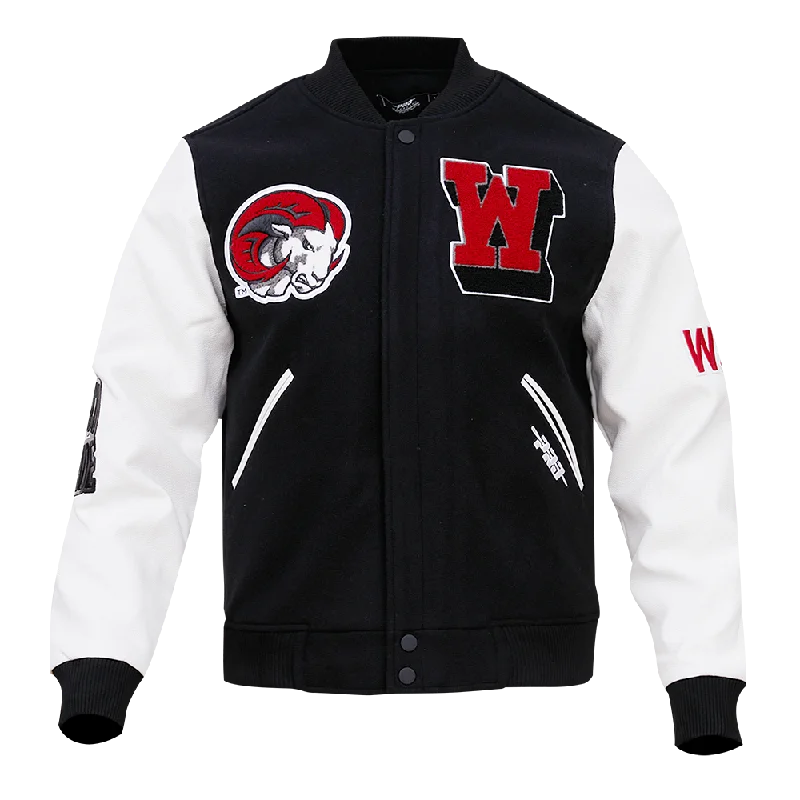 Value Deals WINSTON SALEM STATE UNIVERSITY CLASSIC WOOL VARSITY JACKET (BLACK/WHITE)