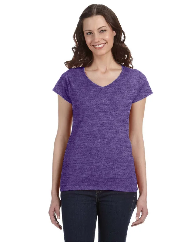 Gildan Ladies SoftStyle V-Neck T-Shirt | Heather Purple