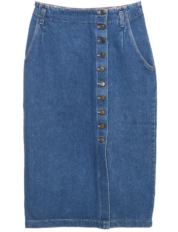 Exclusive Offers Button Through Denim Skirt - M