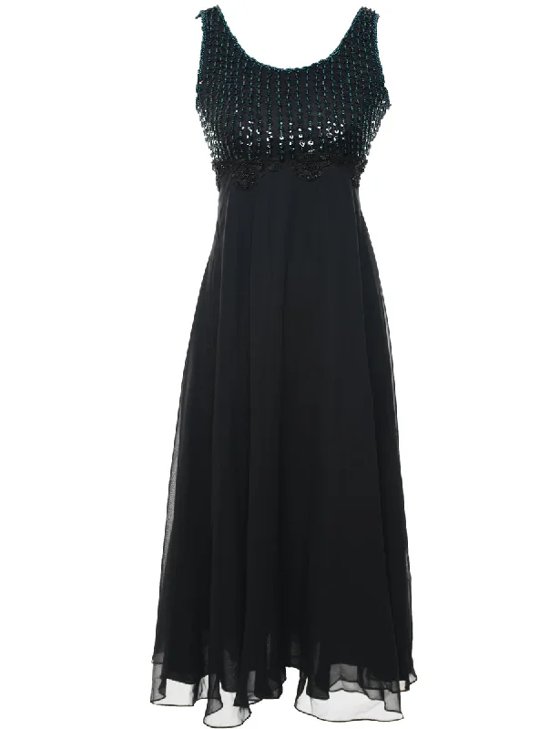 Beaded & Sequinned Sparkly Evening Dress - M