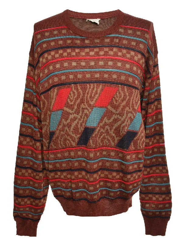Act Now Brown Patterned Jumper - M