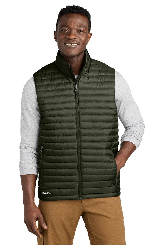 Don’t Miss Out Eddie Bauer Mens Packable Quilted Water Resistant Full Zip Vest - Olive Green - New