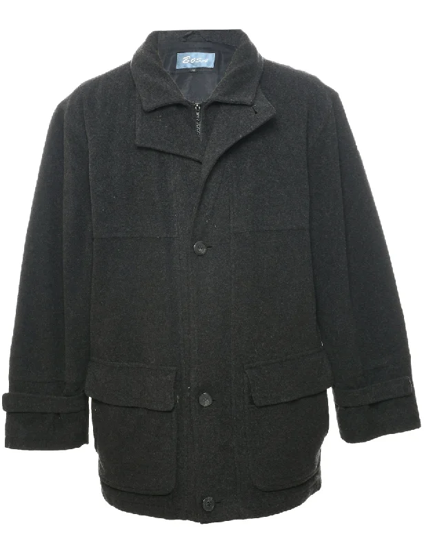 Great Bargain Black Wool Coat - L