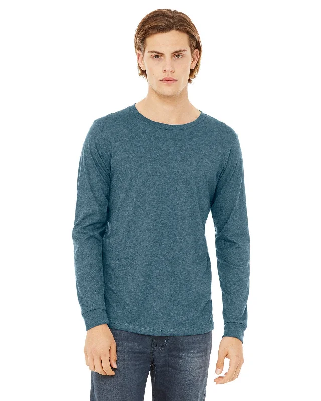 Limited Availability Bella+Canvas Long Sleeve Jersey T-Shirt | Hthr Deep Teal