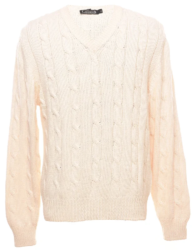 Don't Delay Cable Knit Off White Jumper - L