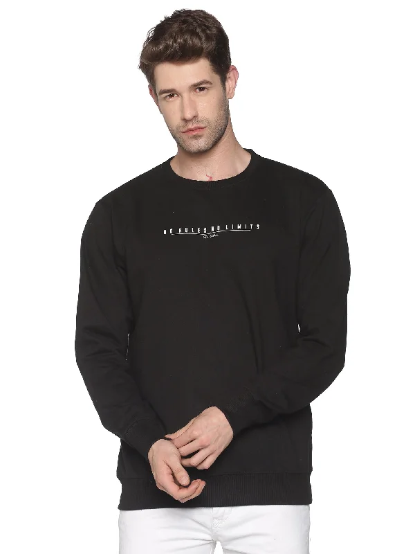 Savings Event Men Printed Black Sweatshirt