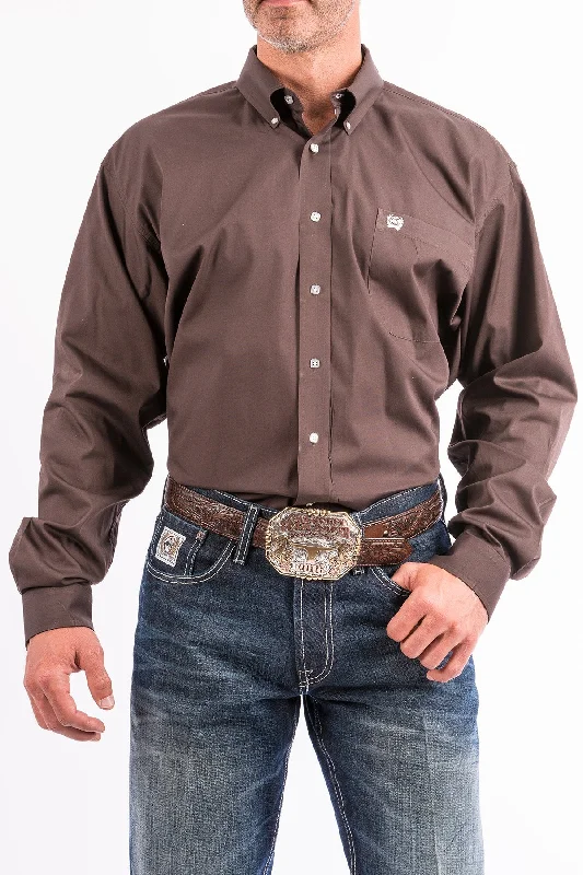 Weekend Discounts to Delight CINCH MEN'S SOLID BROWN BUTTON DOWN WESTERN SHIRT