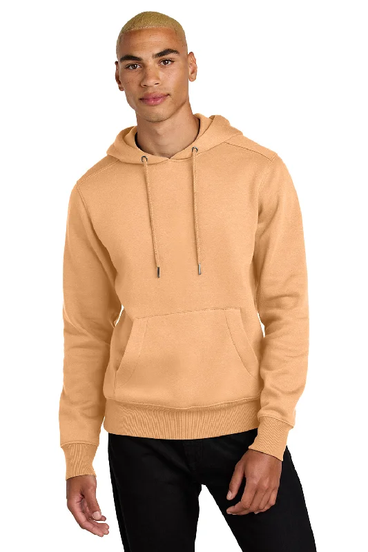 Low Prices District Mens Perfect Weight Fleece Hooded Sweatshirt Hoodie w/ Pouch Pocket - Apricot Orange