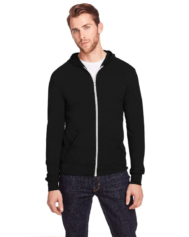 YEAR-End Clearance Threadfast Apparel Unisex Triblend Full-Zip Hoodie | Solid Blk Trblnd