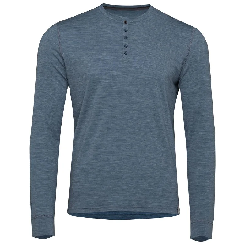 Exclusive Deal Mens Merino Blend 160 PJ Henley (Ocean Melange)
