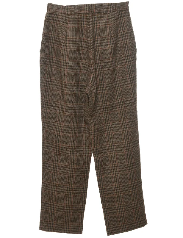 Early Access Brown Dogtooth Check Trousers - W28 L29