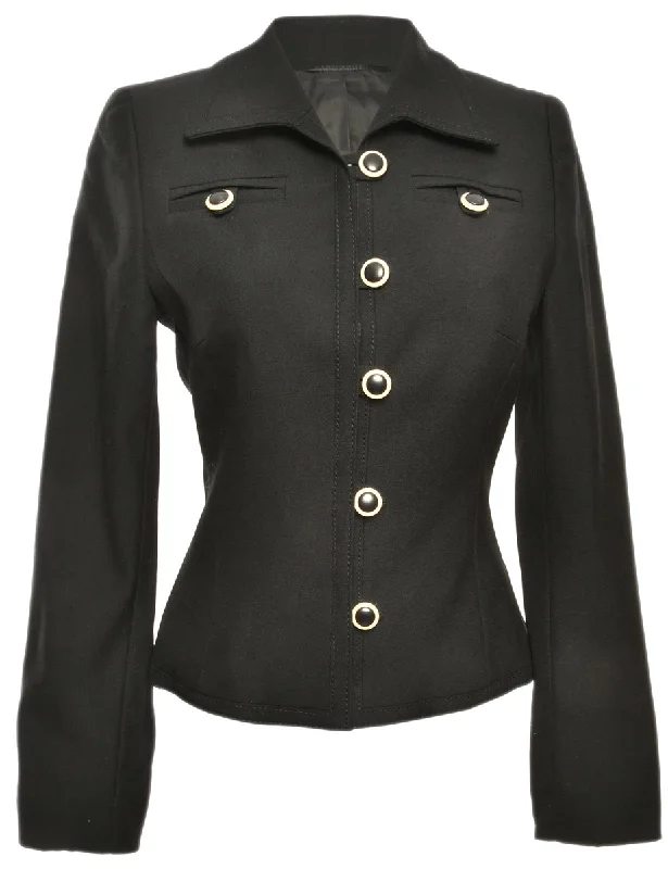 Super Savings Button Front Black Jacket - M