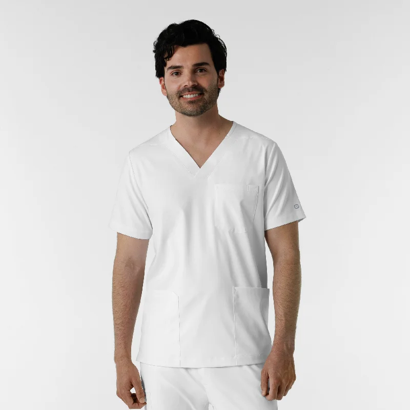 Deal of the Day Boundless Men's Multi Pocket V-Neck Scrub Top - White