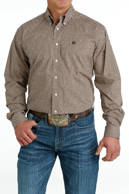 Weekend Steals Await CINCH KHAKI DIAMOND PRINT LONG SLEEVE SHIRT