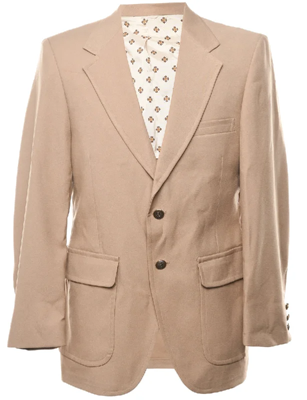 Steal Deal Button Front Beige Classic Blazer - L