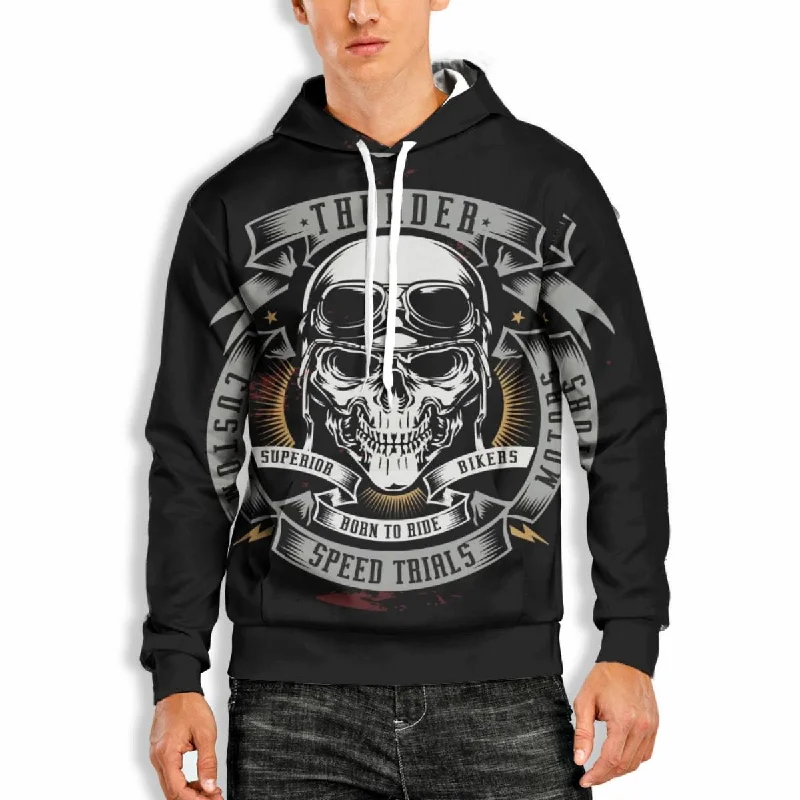 Reduced Prices 3D PRINT HOODIE WITH SKULL and SLOGAN PRINT