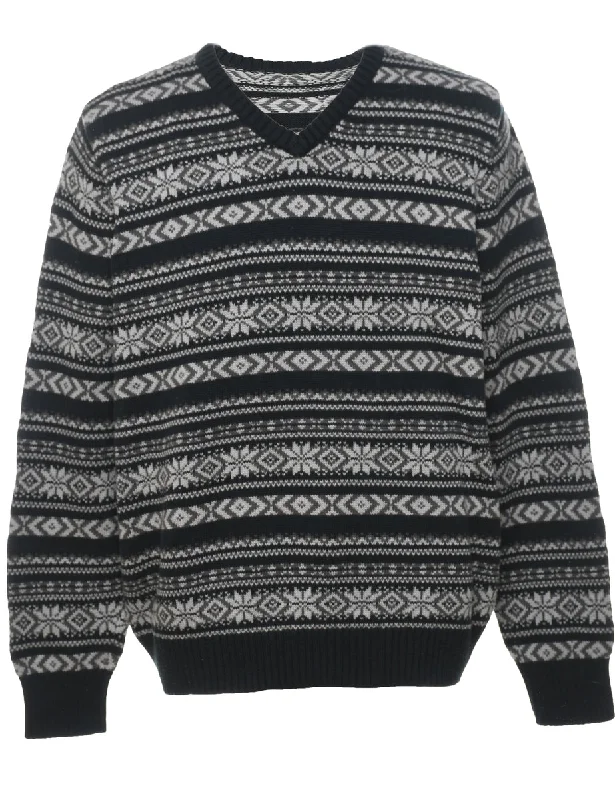 Massive Deals Black Nordic Jumper - M