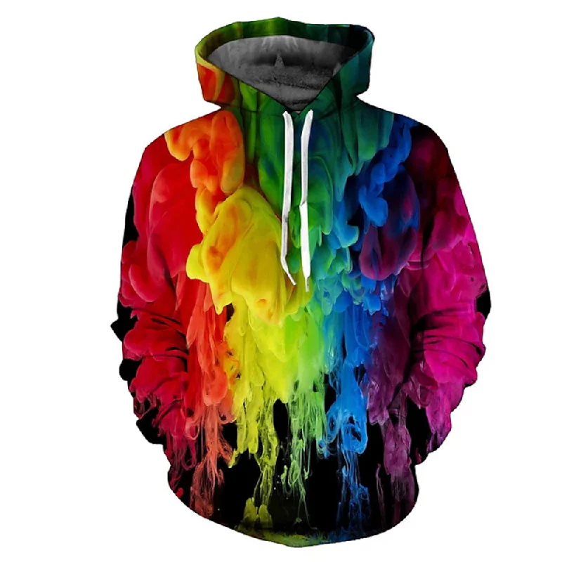 Deal Explosion 3D Print Hoodie with Rainbow Print