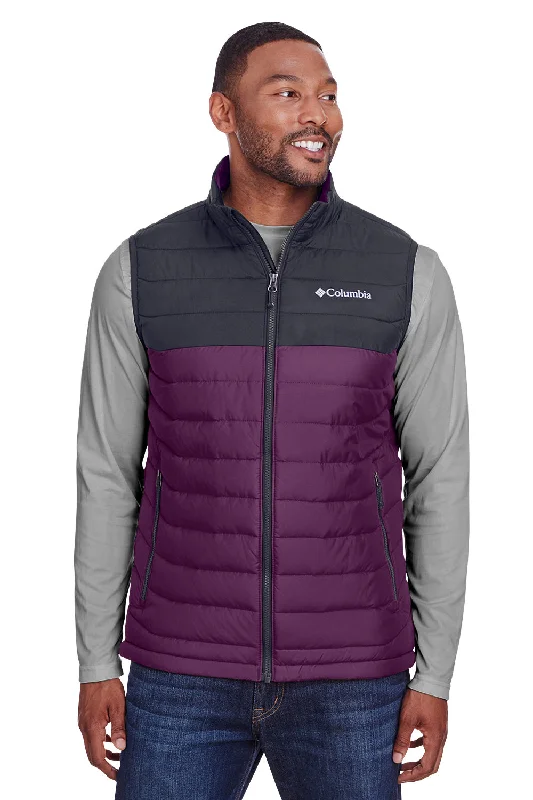 Columbia Mens Powder Lite Water Resistant Full Zip Vest - Black Cherry/Shark Grey - Closeout