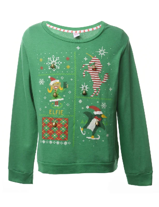 Beyond Retro Reworked Christmas Sweatshirt With Bells - XL