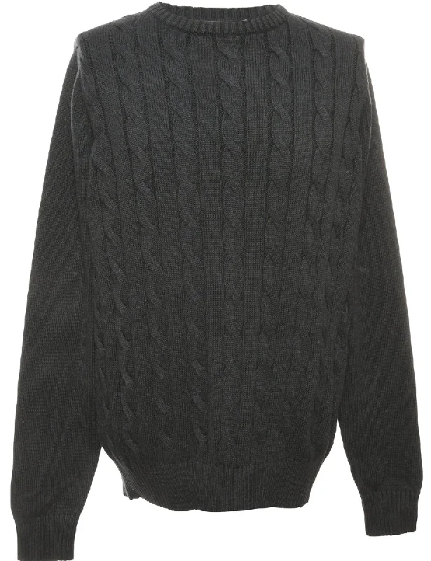 Can't Beat Cable Knit Navy Jumper - M