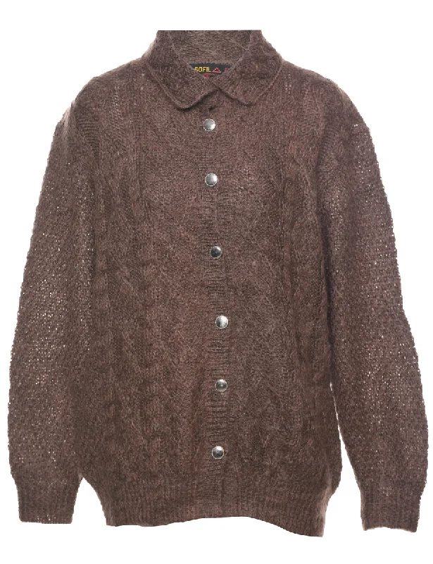 Online Specials Cable Knit Brown Cardigan - L