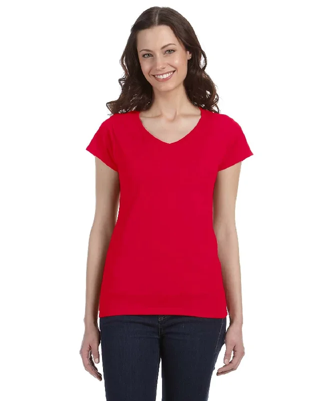 Deal of the Day Gildan Ladies SoftStyle V-Neck T-Shirt | Cherry Red