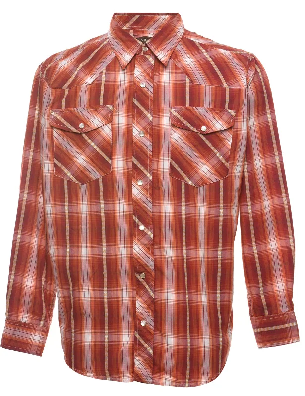 Savings Event Burnt Orange Classic Checked Shirt - M