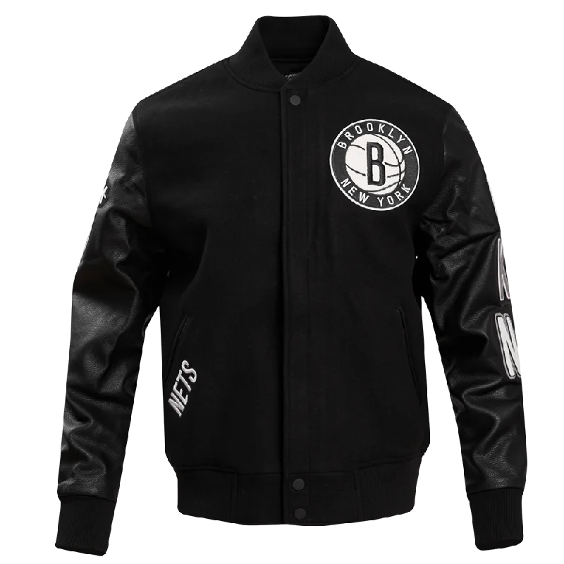 Get It Before It’s Gone NBA BROOKLYN NETS CLASSIC WOOL MEN'S VARSITY JACKET (BLACK)